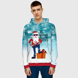 Толстовка-худи мужская Hipster Santa 2022, цвет: 3D-красный — фото 2