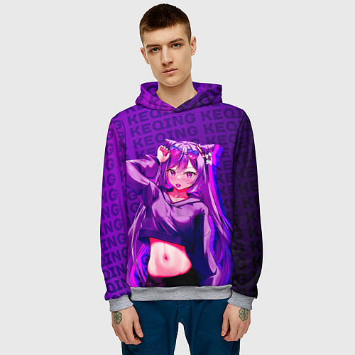 Мужская толстовка Кэ Цин Keqing, Genshin Impact Геншин импакт / 3D-Меланж – фото 3