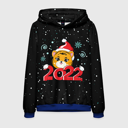 Мужская толстовка ТИГРЕНОК 2022 СИМВОЛ ГОДА / 3D-Синий – фото 1