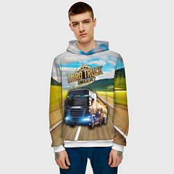 Толстовка-худи мужская Euro Truck Simulator, цвет: 3D-белый — фото 2