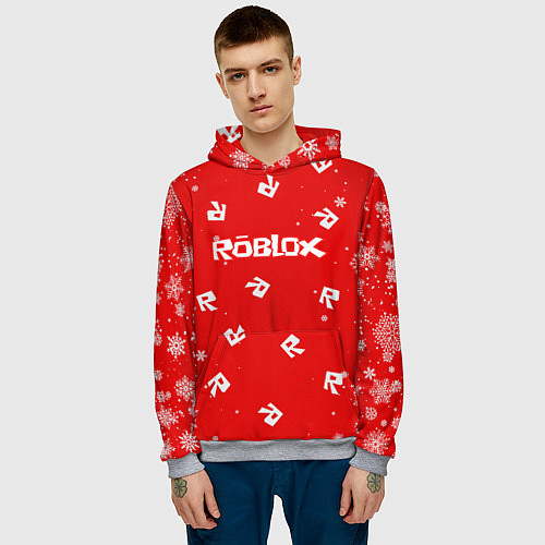 Мужская толстовка НОВОГОДНИЙ СВИТЕР ROBLOX РОБЛОКС НОВЫЙ ГОД 2022 / 3D-Меланж – фото 3