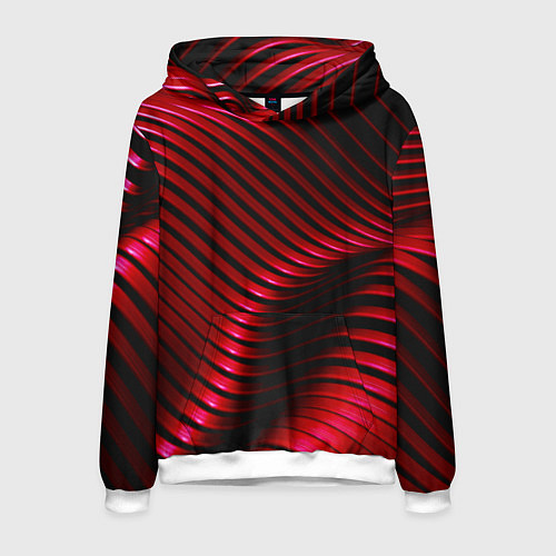 Мужская толстовка Волны красного металла / 3D-Белый – фото 1