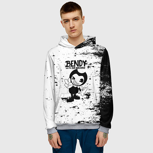 Мужская толстовка Bendy and the ink machine - Black & White / 3D-Меланж – фото 3