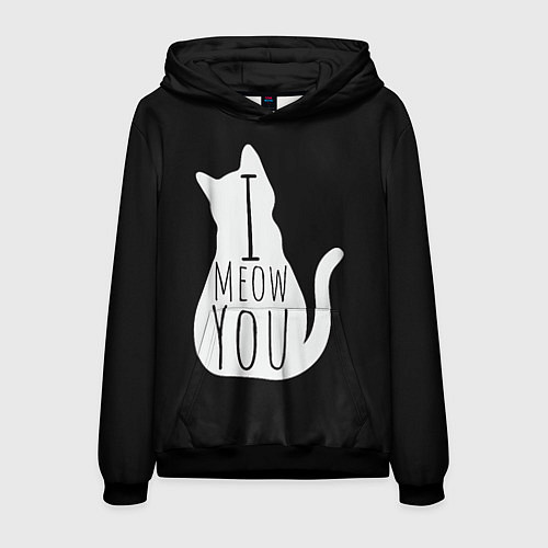 Мужская толстовка I Meow You I love you / 3D-Черный – фото 1