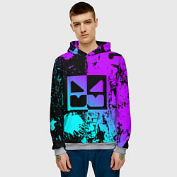 Толстовка-худи мужская GEOMETRY DASH NEON LEVELS SMILE, цвет: 3D-меланж — фото 2