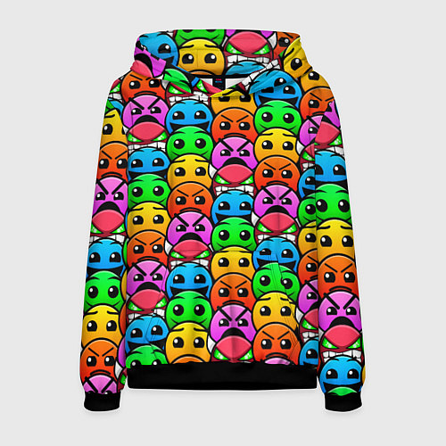 Мужская толстовка GEOMETRY DASH LEVELS SMILE / 3D-Черный – фото 1