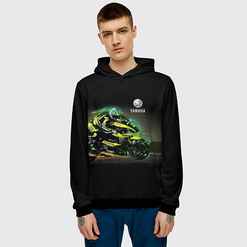 Мужская толстовка YAMAHA - famous racing team! / 3D-Черный – фото 3