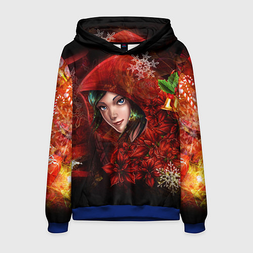 Мужская толстовка КРАСНАЯ ДЕВИЦА НОВОГДНИЙ УЗОР, НОВЫЙ ГОД 2022 / 3D-Синий – фото 1