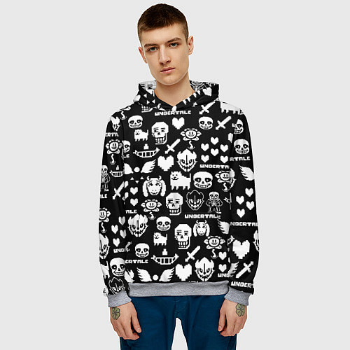 Мужская толстовка UNDERTALE PATTERN БЕЛЫЙ / 3D-Меланж – фото 3