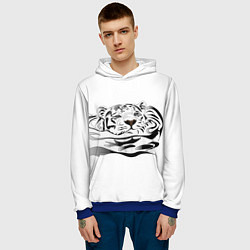 Толстовка-худи мужская Тигр пловец, цвет: 3D-синий — фото 2