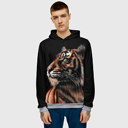 Толстовка-худи мужская Тигр в Темноте Взгляд Вверх, цвет: 3D-меланж — фото 2