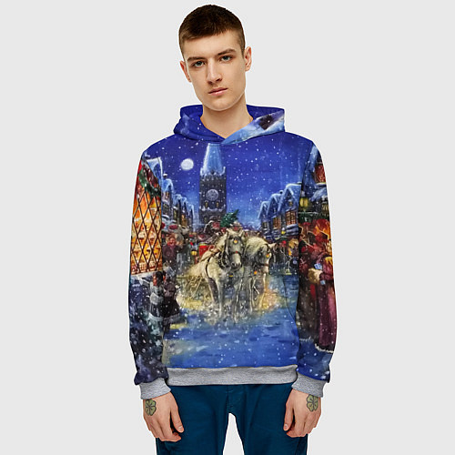 Мужская толстовка НОВОГОДНЯЯ АТМОСФЕРА НОВЫЙ ГОД 2022 / 3D-Меланж – фото 3