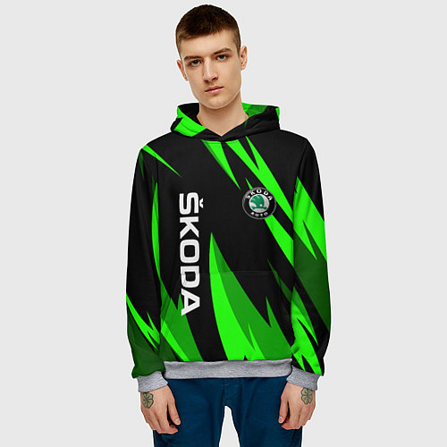 Мужская толстовка SKODA Логотип Узор / 3D-Меланж – фото 3