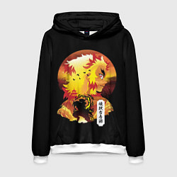 Толстовка-худи мужская Ренгоку Клинок рассекающий демонов, цвет: 3D-белый