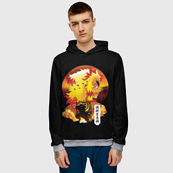 Толстовка-худи мужская Ренгоку Клинок рассекающий демонов, цвет: 3D-меланж — фото 2