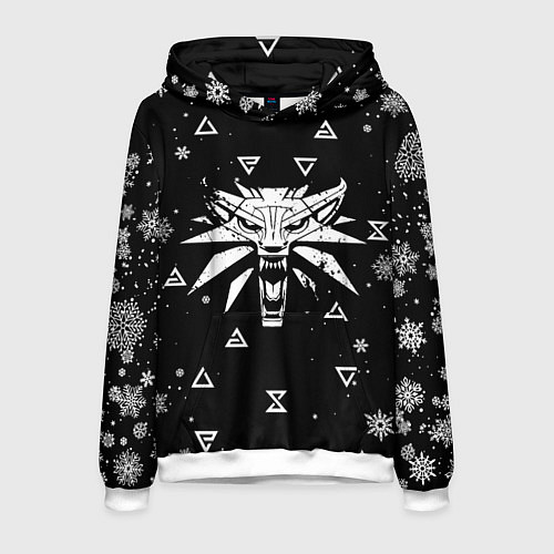 Мужская толстовка ЧЁРНЫЙ СВИТЕР ВЕДЬМАК НОВОГОДНИЙ / 3D-Белый – фото 1