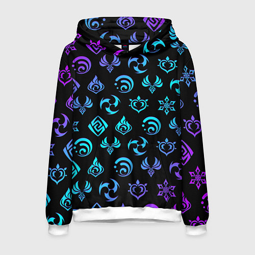 Мужская толстовка NEON SYMBOL HERO GENSHIN IMPACT / 3D-Белый – фото 1