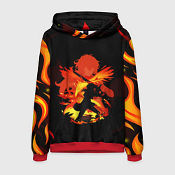 Толстовка-худи мужская DILUC FIRE GENSHIN IMPACT НА СПИНЕ, цвет: 3D-красный