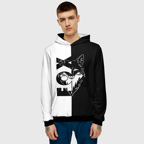 Мужская толстовка FOX Лис / 3D-Черный – фото 3