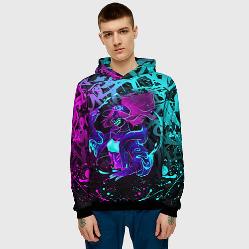 Мужская толстовка KDA NEON GRAFFITI LEAGUE OF LEGENDS / 3D-Черный – фото 3