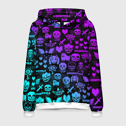 Мужская толстовка UNDERTALE NEON PATTERN УЗОР / 3D-Белый – фото 1