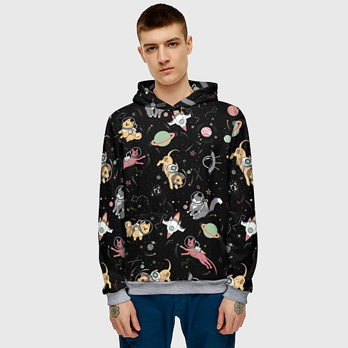 Мужская толстовка Космические коты / 3D-Меланж – фото 3