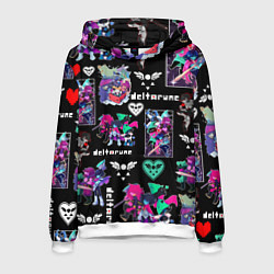 Толстовка-худи мужская DELTARUNE PATTERN ART ГЕРОИ ДЕЛЬТАРУН, цвет: 3D-белый