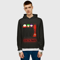 Толстовка-худи мужская Южный парк главные персонажи South Park, цвет: 3D-белый — фото 2
