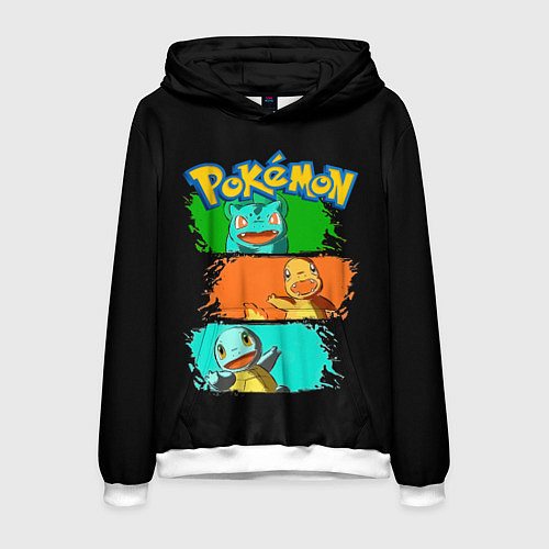 Мужская толстовка Стартовые покемоны - Pokemon / 3D-Белый – фото 1