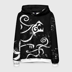 Толстовка-худи мужская ТАТУИРОВКА ДРАКЕНА WHITE AND BLACK, цвет: 3D-белый