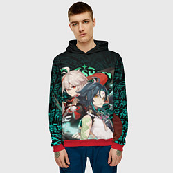 Толстовка-худи мужская КАЗУХА И СЯО XIAO AND KAZUHA GENSHIN, цвет: 3D-красный — фото 2