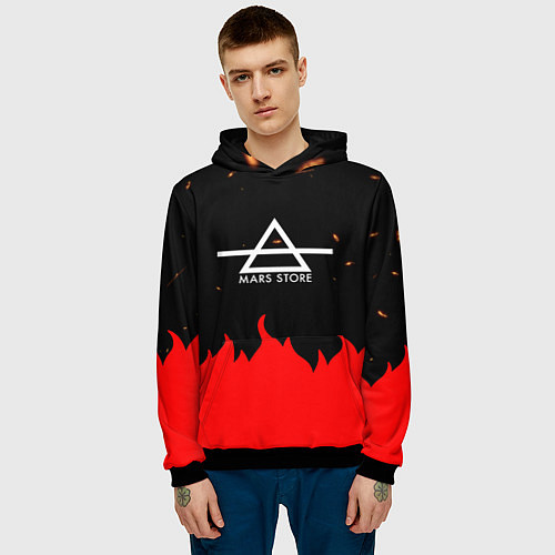 Мужская толстовка 30 Seconds to Mars - Fire / 3D-Черный – фото 3