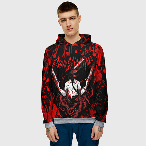 Мужская толстовка Человек бензопила в крови Chainsaw Man / 3D-Меланж – фото 3
