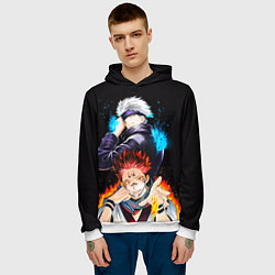 Толстовка-худи мужская Сукуна и Сатору Годжо просто великолепны Магическа, цвет: 3D-белый — фото 2