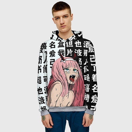 Мужская толстовка AHEGAO ZERO TWO Зеро ту ахегао / 3D-Меланж – фото 3