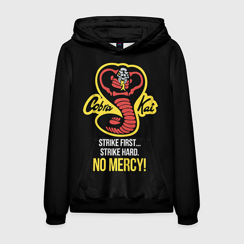 Мужская толстовка Cobra Kai - No mercy! / 3D-Черный – фото 1