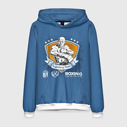 Толстовка-худи мужская Боксёр Boxing, цвет: 3D-белый