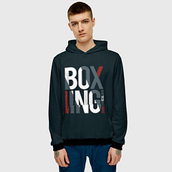 Толстовка-худи мужская Бокс - Boxing, цвет: 3D-черный — фото 2
