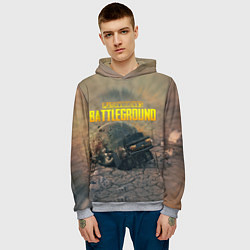 Толстовка-худи мужская PUBG HEAD 3 lvl, цвет: 3D-меланж — фото 2