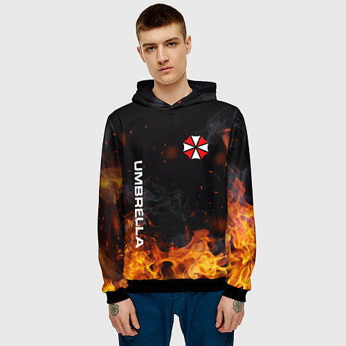 Мужская толстовка Umbrella Corporation Огонь / 3D-Черный – фото 3