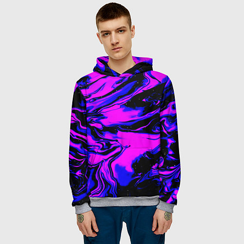 Мужская толстовка НЕОНОВЫЕ РАЗВОДЫ КРАСОК / 3D-Меланж – фото 3