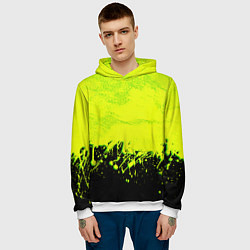 Толстовка-худи мужская НЕОНОВЫЕ БРЫЗГИ КРАСКИ, цвет: 3D-белый — фото 2