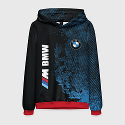 Толстовка-худи мужская BMW M Series Синий Гранж, цвет: 3D-красный