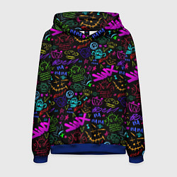 Толстовка-худи мужская League Of Legends - Arcane неоновые логотипы, цвет: 3D-синий