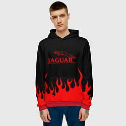 Толстовка-худи мужская Jaguar, Ягуар огонь, цвет: 3D-красный — фото 2