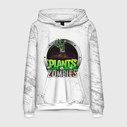 Толстовка-худи мужская Plants vs Zombies логотип, цвет: 3D-белый