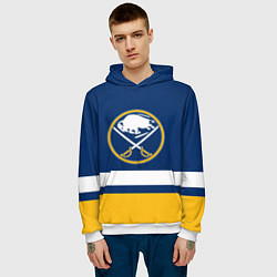 Толстовка-худи мужская Buffalo Sabres, Баффало Сейберз, цвет: 3D-белый — фото 2