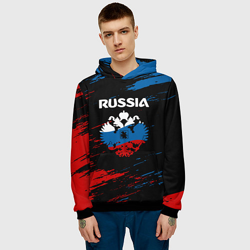 Мужская толстовка Russia Герб в стиле / 3D-Черный – фото 3