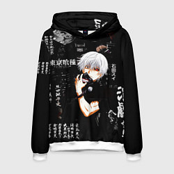 Мужская толстовка Токийский Гуль на фоне Иероглифов Tokyo Ghoul