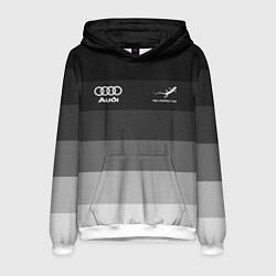 Толстовка-худи мужская Audi, Ауди Серый градиент, цвет: 3D-белый